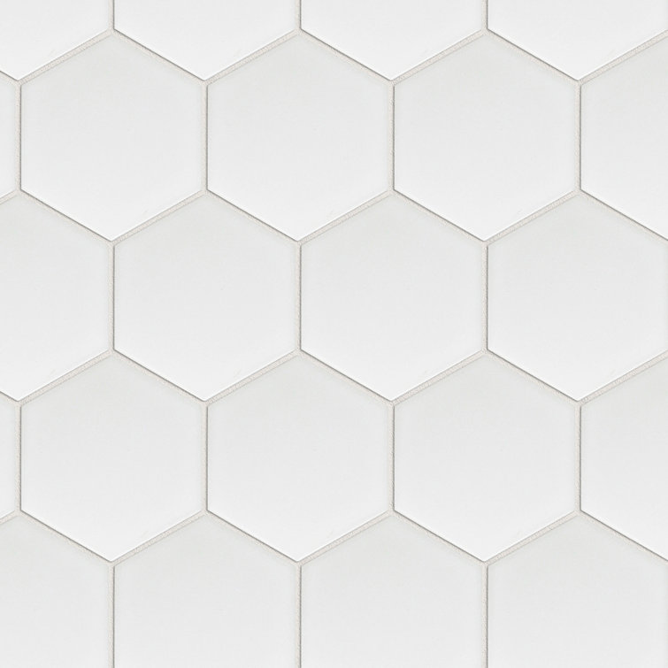 White Hexagon Porcelain Mosaic Tile Sheet