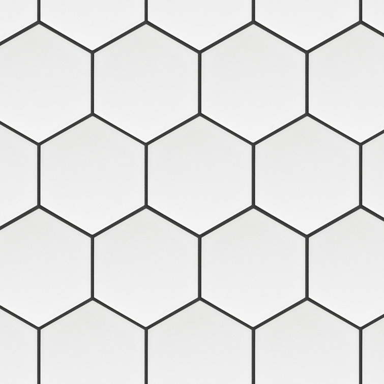White Hexagon Porcelain Mosaic Tile Sheet