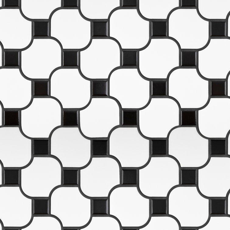 White and Black Porcelain Mosaic Square Tile Sheet