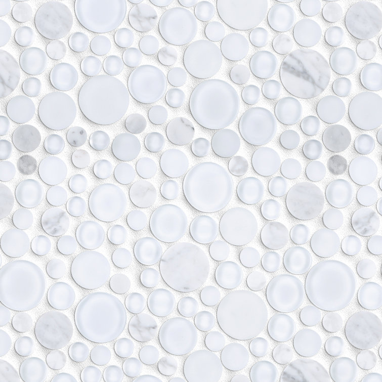 White Bubble Art Marble Look Mosaic Wall Tile Sheet
