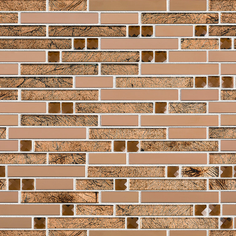Brown Glass Micro-Beveled Linear Mosaic Wall Tile