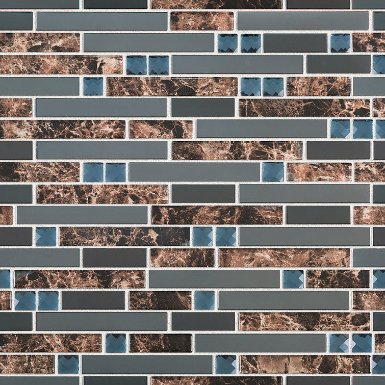Gray and Brown Glass Linear Mosaic Wall Tile
