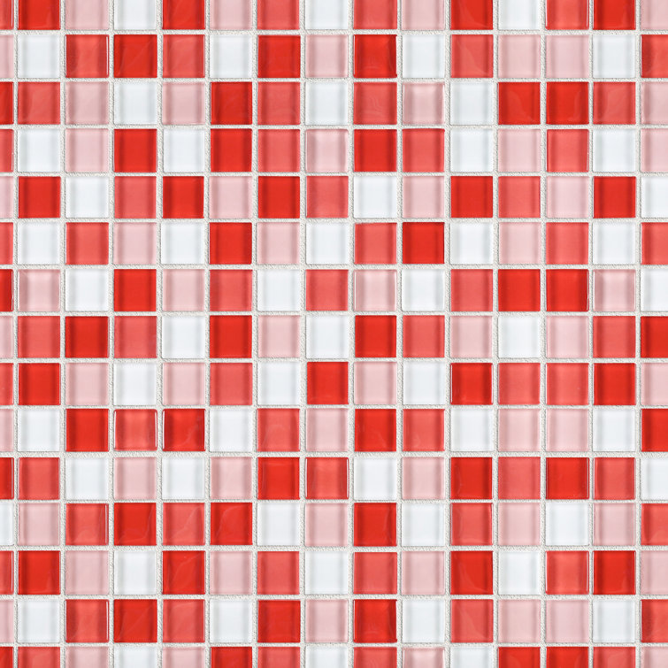 Red and Pink Glass Mosaic Tile Sheet for Kitchen and Bathroom