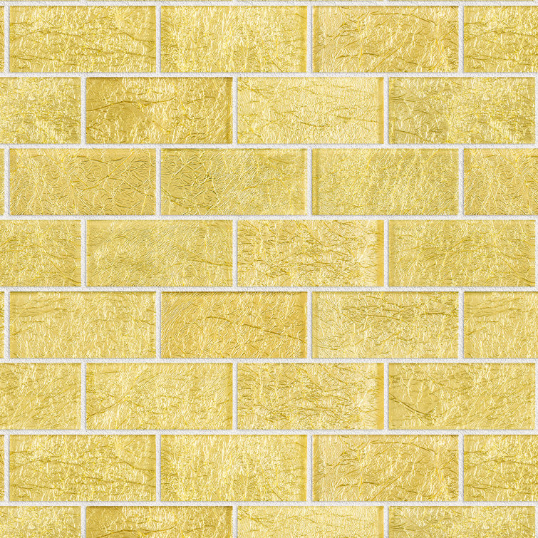 Gold Glass Brick Joint Mosaic Wall Tile Sheet