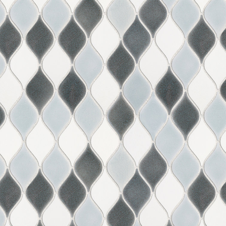 Handmade Gray and White Porcelain Mosaic Wall Tile