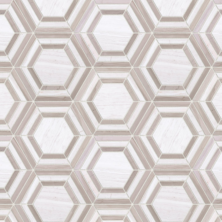 Beige Honeycomb Marble Mosaic Wall Tile Sheet