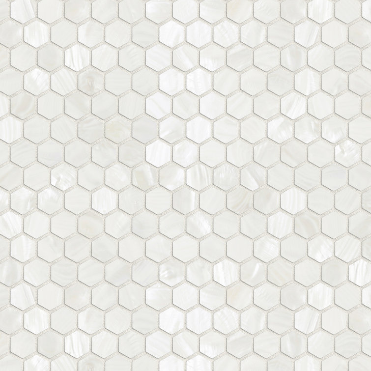 White Mother of Pearl Hexagon Mosaic Wall Tile Sheet
