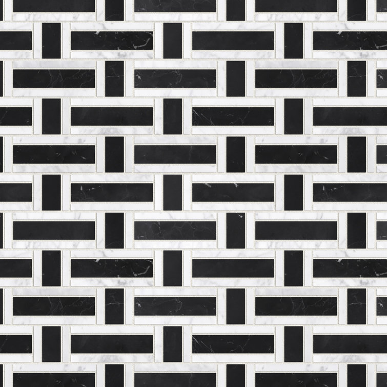 Nero Marquina Black and White Marble Mosaic Wall Tile