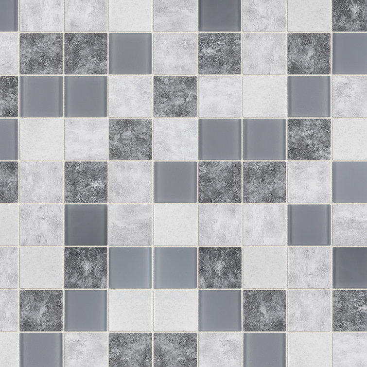 Gray and Beige Recycled Glass Mosaic Wall Tile