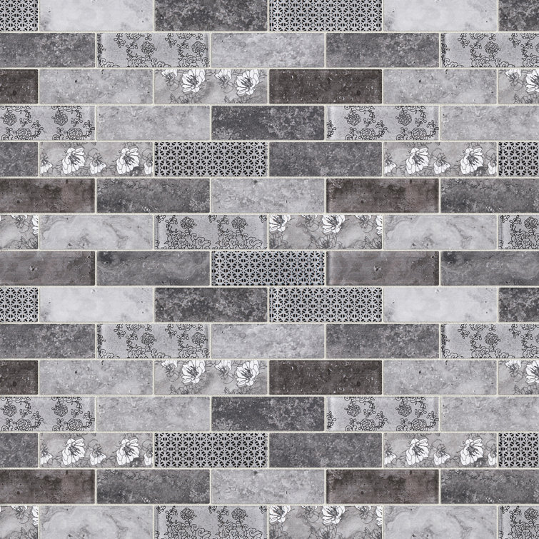 Gray Recycled Glass Brick Mosaic Wall Tile Sheet