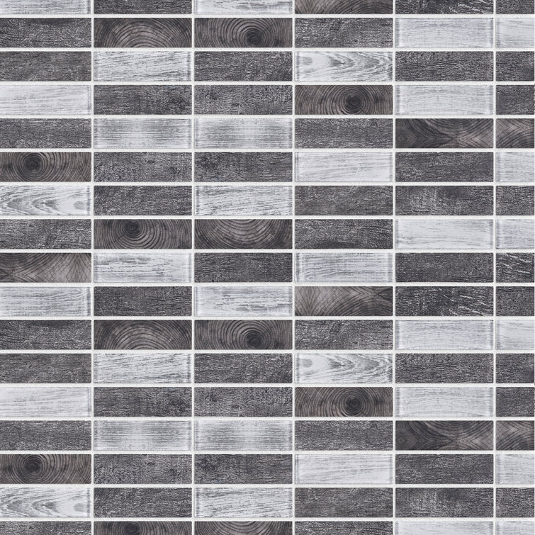 Gray and Black Recycled Glass Mosaic Wall Tile Sheet