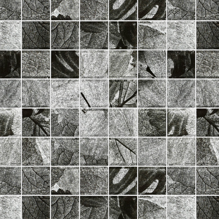 Gray 2" x 2" Glass Grid Mosaic Wall Tile