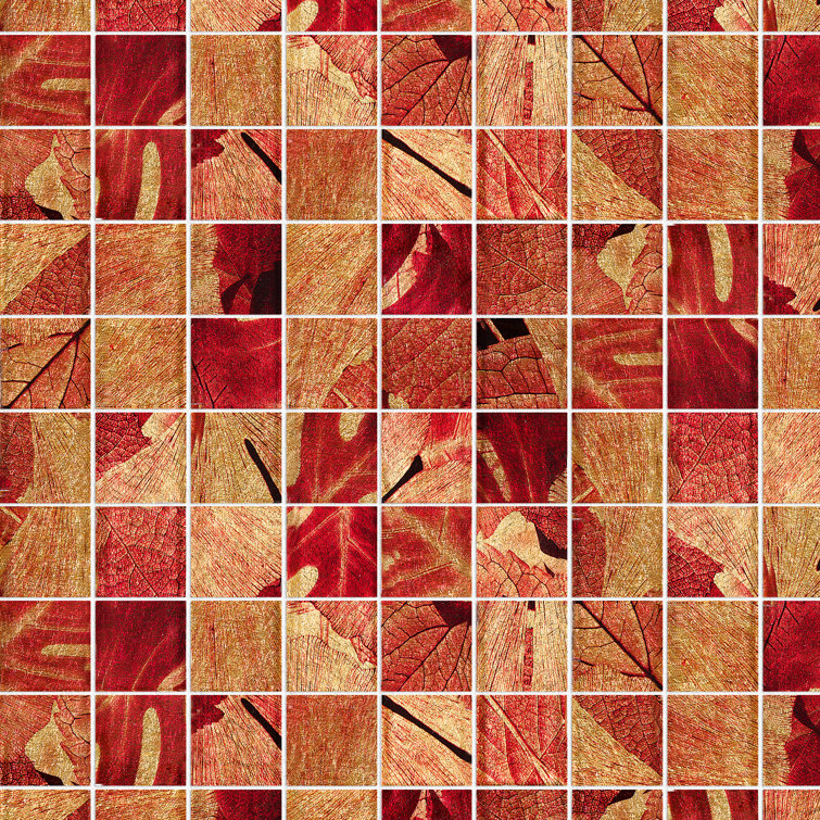 Season Red and Gold Glass Mosaic Wall Tile
