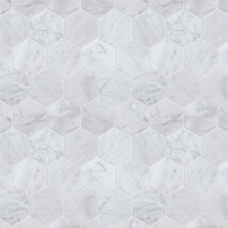 White Carrara Marble Hexagon Mosaic Wall Tile Sheet