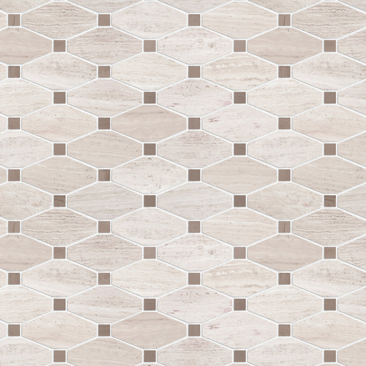 Beige and Brown Marble Octagon Mosaic Wall Tile