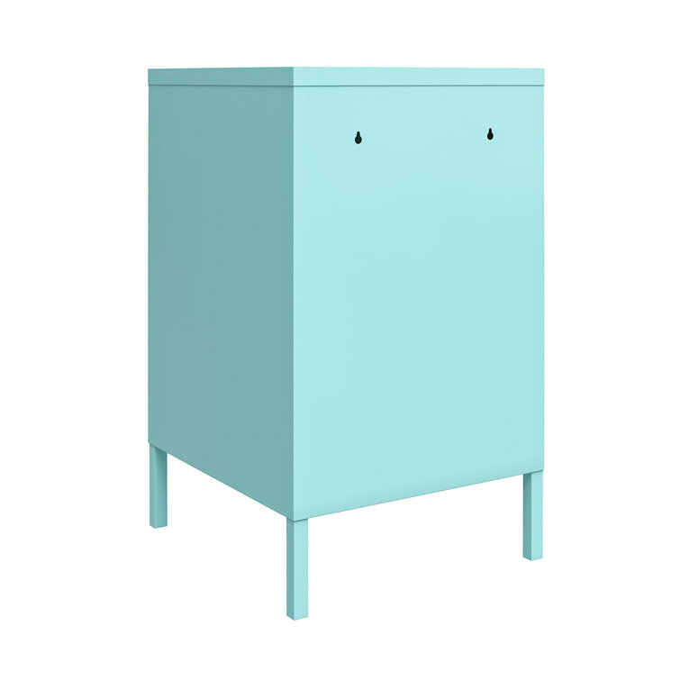 Mint Metal Locker End Table with Storage
