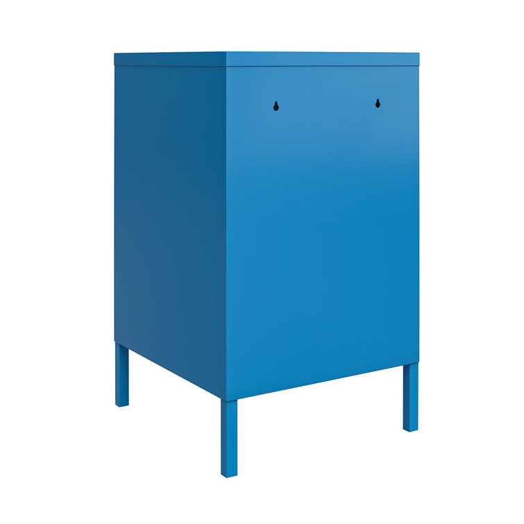 Bright Blue Novogratz Cache Metal Locker End Table with Storage