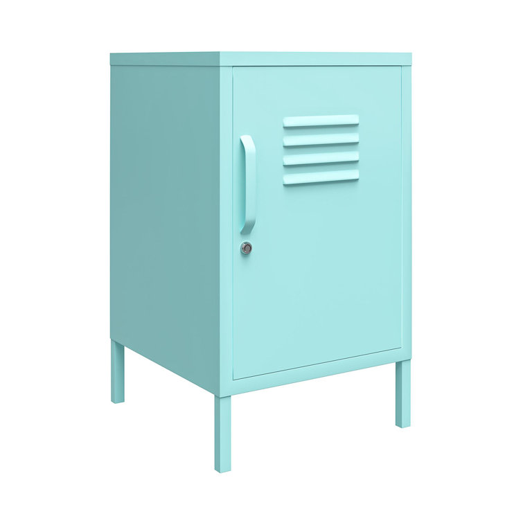 Mint Metal Locker End Table with Storage