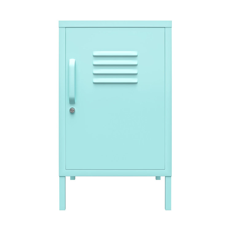 Mint Metal Locker End Table with Storage