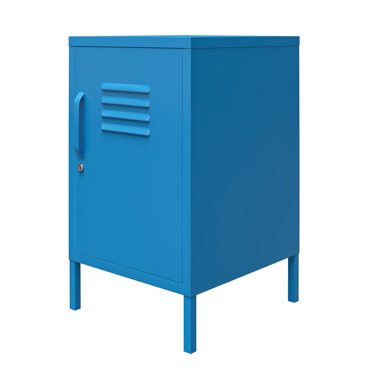 Bright Blue Novogratz Cache Metal Locker End Table with Storage