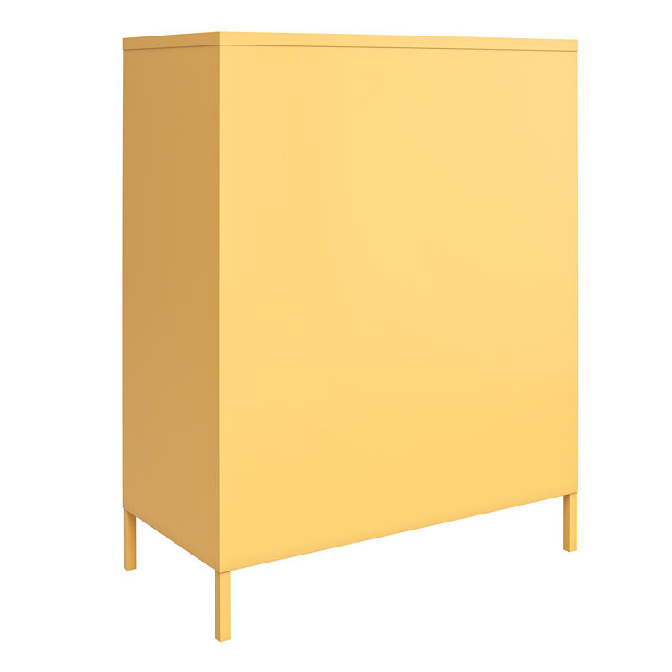 Yellow Metal 2-Door Adjustable Shelf Locker Cabinet