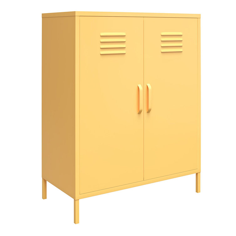 Yellow Metal 2-Door Adjustable Shelf Locker Cabinet