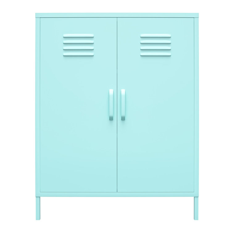 Mint Metal Locker Style Storage Cabinet with Adjustable Shelving
