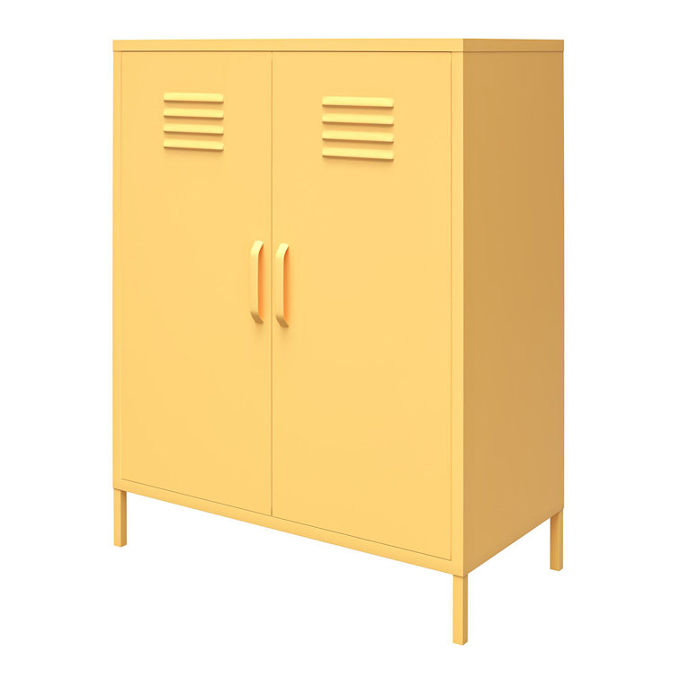 Yellow Metal 2-Door Adjustable Shelf Locker Cabinet