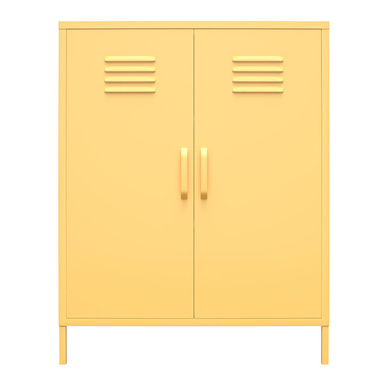 Yellow Metal 2-Door Adjustable Shelf Locker Cabinet