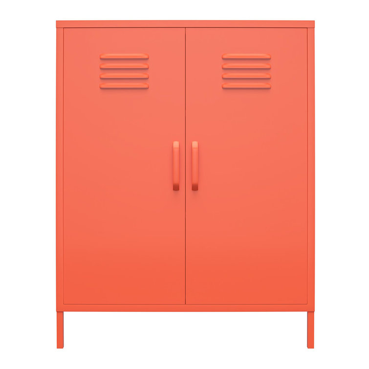 Novogratz Orange Metal Locker Style Storage Cabinet with Adjustable Shelves