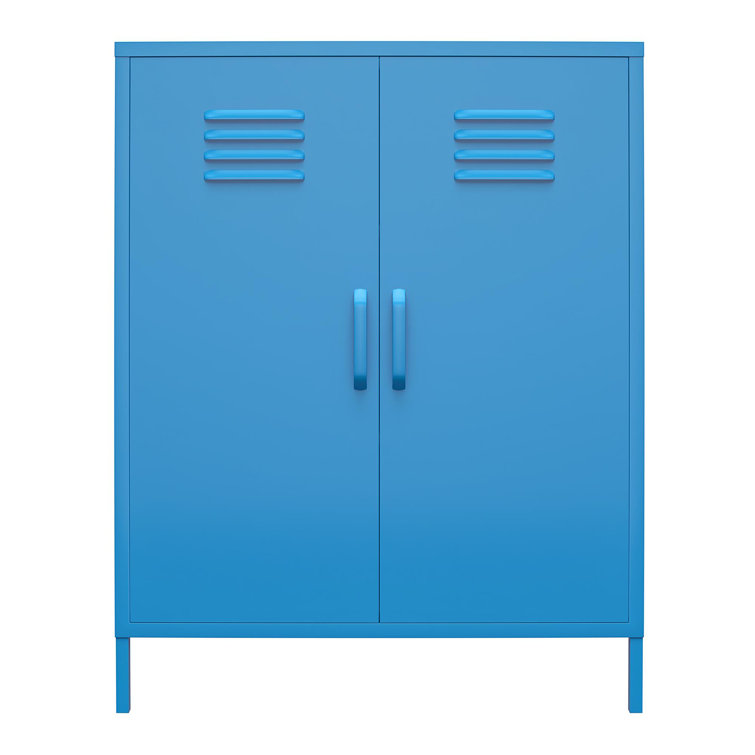 Bright Blue Metal Locker Style Storage Cabinet with Adjustable Shelving