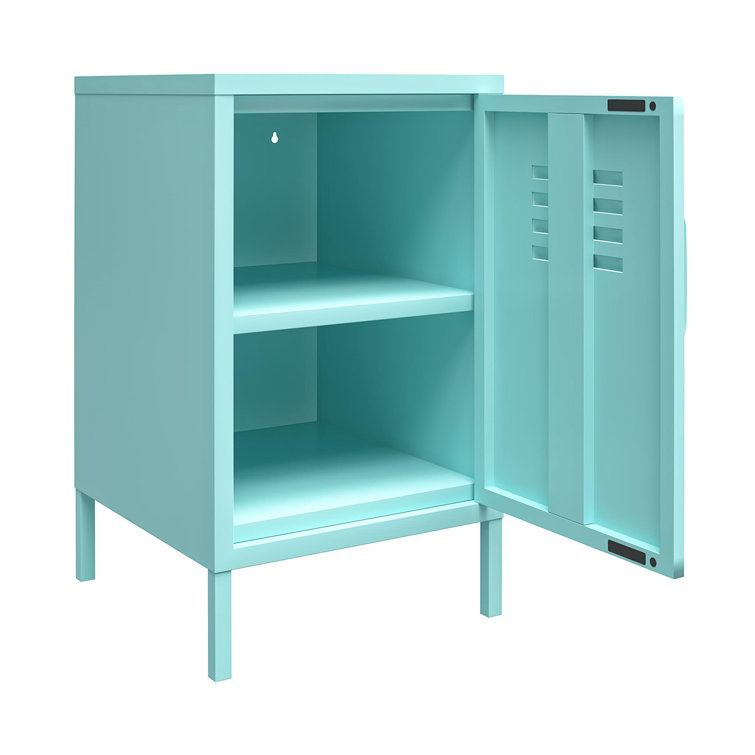 Mint Metal Locker End Table with Storage