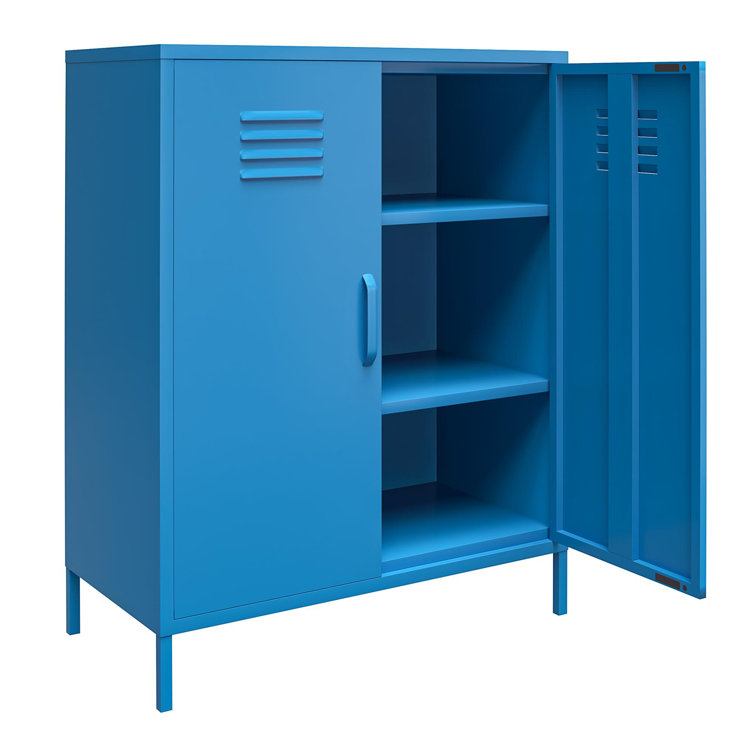 Bright Blue Metal Locker Style Storage Cabinet with Adjustable Shelving