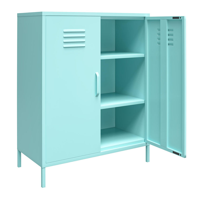 Mint Metal Locker Style Storage Cabinet with Adjustable Shelving