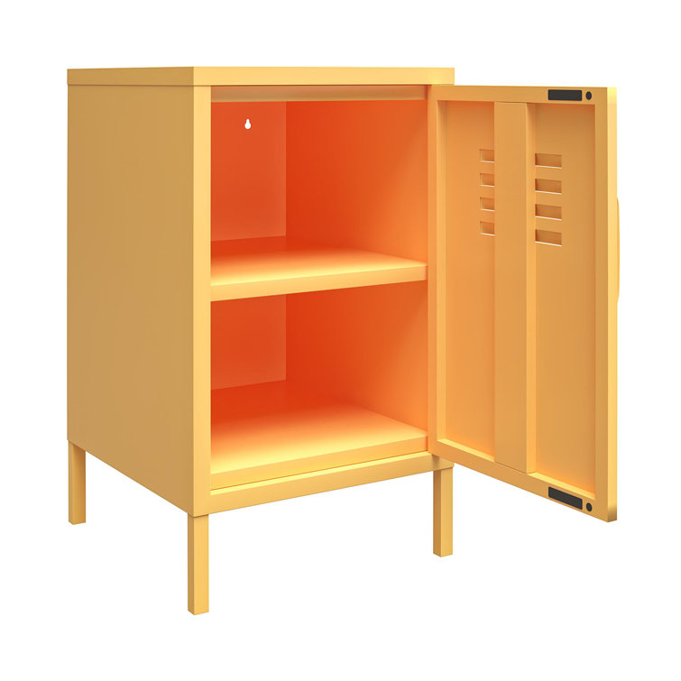 Novogratz Yellow Metal Locker End Table with Storage