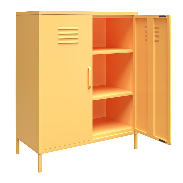 Yellow Metal 2-Door Adjustable Shelf Locker Cabinet