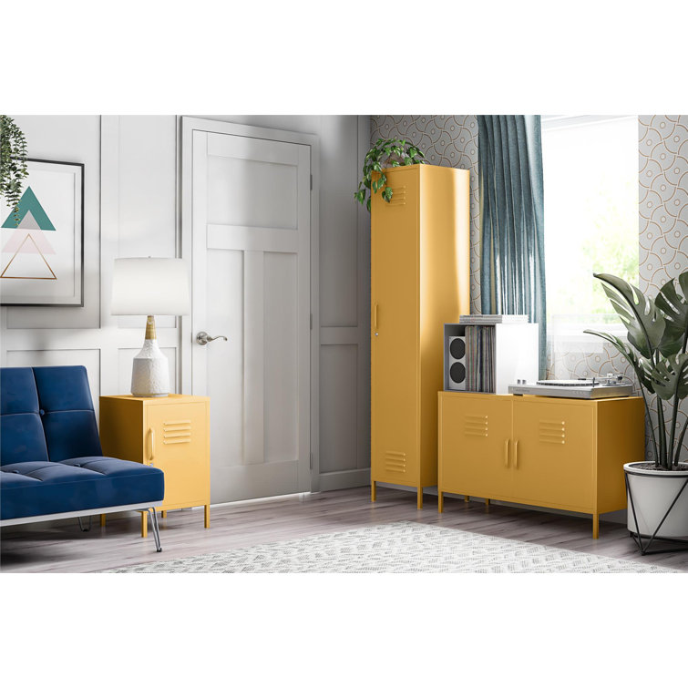 Yellow Metal 2-Door Adjustable Shelf Locker Cabinet