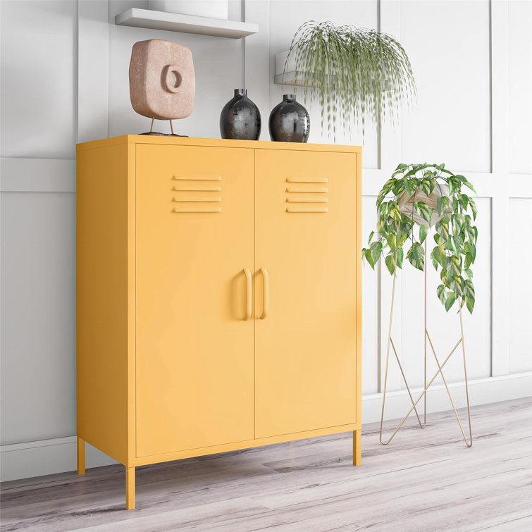 Yellow Metal 2-Door Adjustable Shelf Locker Cabinet