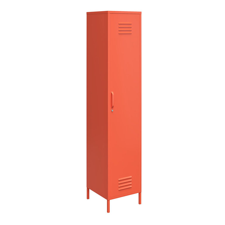 Cache Tall Orange Metal Locker Storage Cabinet with Adjustable Shelving