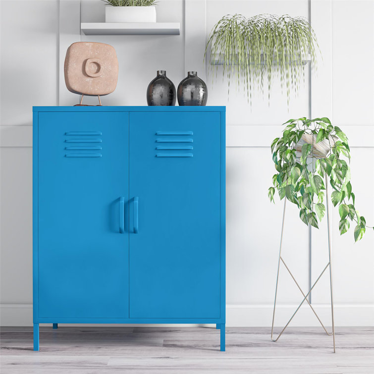 Bright Blue Metal Locker Style Storage Cabinet with Adjustable Shelving