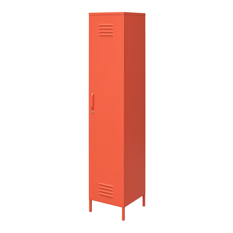 Cache Tall Orange Metal Locker Storage Cabinet with Adjustable Shelving