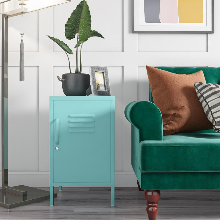 Mint Metal Locker End Table with Storage