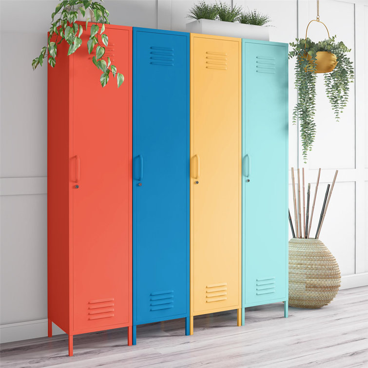 Cache Tall Orange Metal Locker Storage Cabinet with Adjustable Shelving