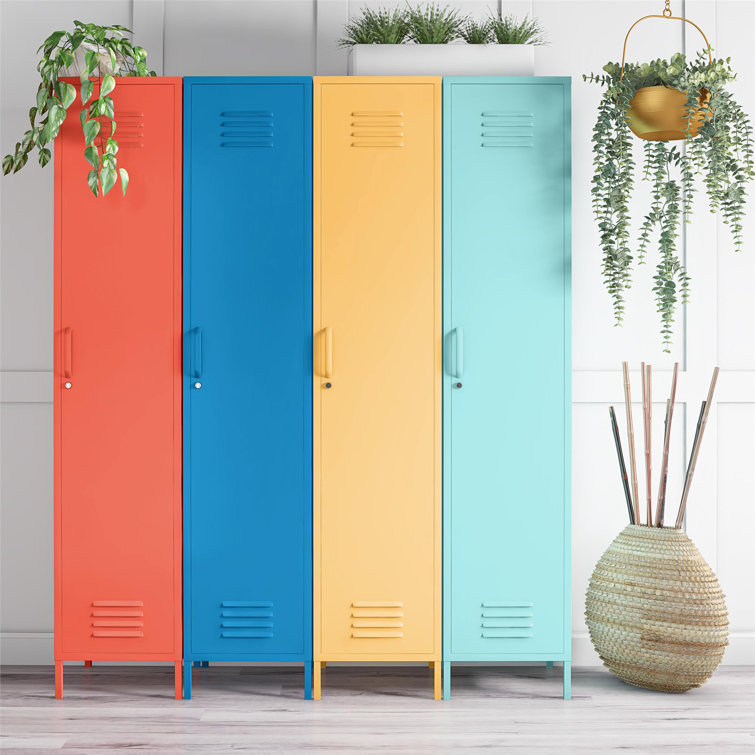 Cache Tall Orange Metal Locker Storage Cabinet with Adjustable Shelving
