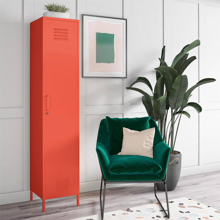 Cache Tall Orange Metal Locker Storage Cabinet with Adjustable Shelving