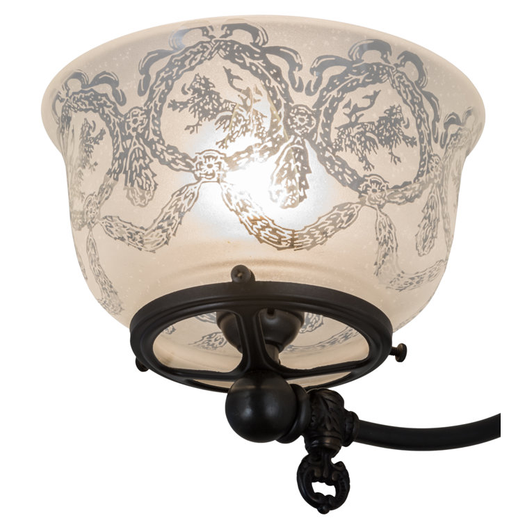 Craftsman Brown Copper and White Glass LED Semi-Flush Mount