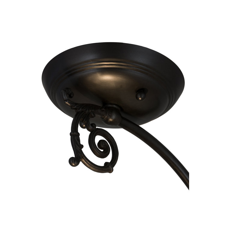 Craftsman Brown Copper and White Glass LED Semi-Flush Mount