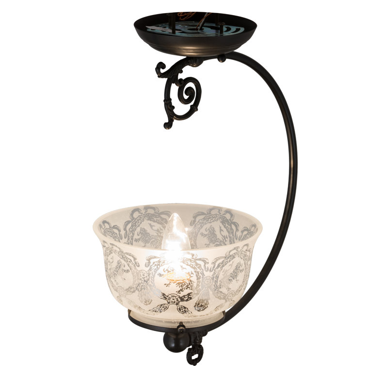 Craftsman Brown Copper and White Glass LED Semi-Flush Mount