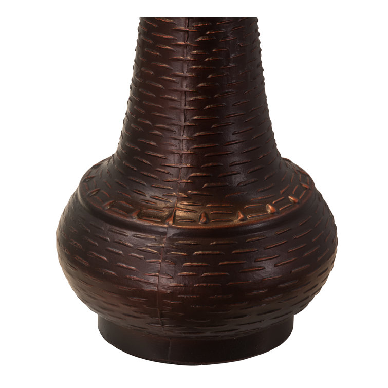 21" Stained Glass Bronze Table Lamp with Amber Mica Shade