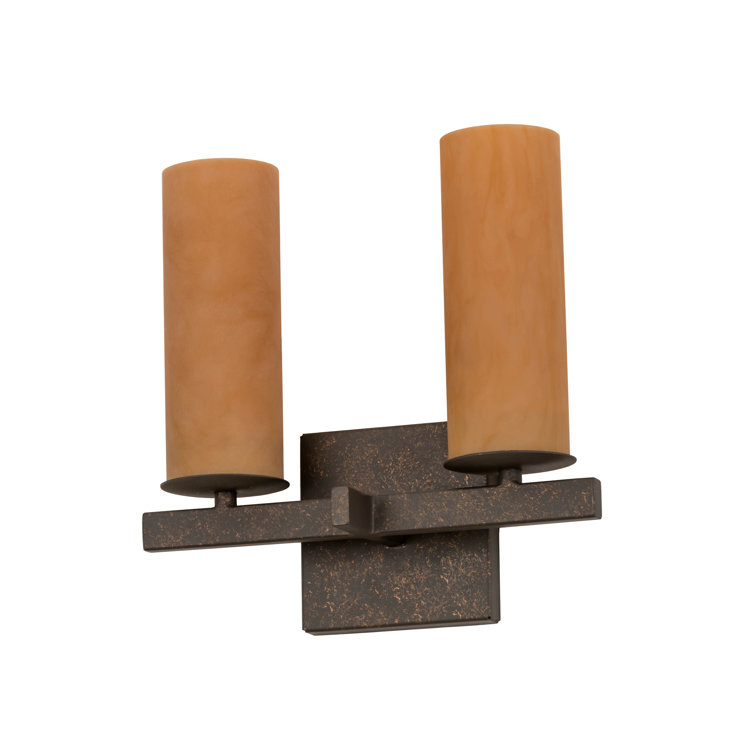 Coral & White Gold-Lined 2-Light Dimmable Sconce